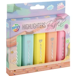 Tekenen / Kleuren> 5 Highlighters Markeerstiften Pastel 12 x17,5 cm