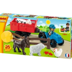 Boerderij|Jongens>Abrick boerderijdieren met tractor en aanhanger