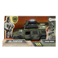 Voertuigen|Jongens> Alfafox militair voertuig frictie met licht en geluid 2 assorti