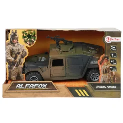 Voertuigen|Jongens> Alfafox militair voertuig frictie met licht en geluid 2 assorti