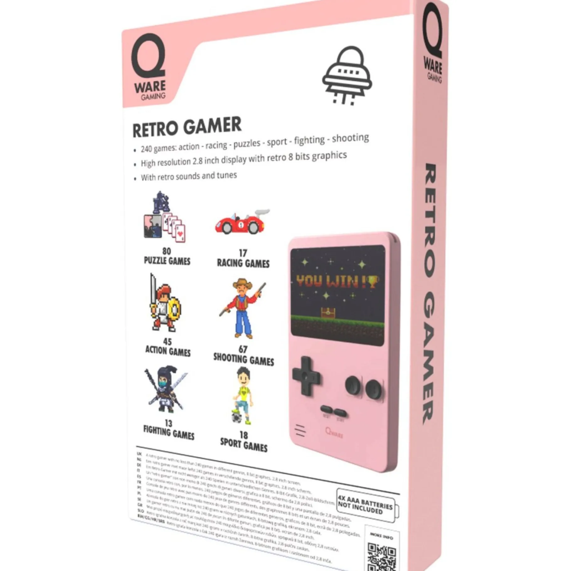 Lcd-Spellen>Qware Arcade 240 in 1 mini game retro roze