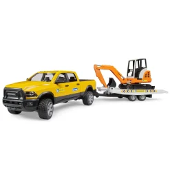 Auto's|Jongens></noscript>Bruder Auto Ram 2500 Power Wagen Rental Service met aanhangwagen en minibagger