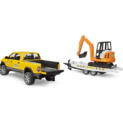 Auto's|Jongens></noscript>Bruder Auto Ram 2500 Power Wagen Rental Service met aanhangwagen en minibagger