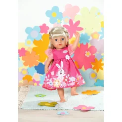 Poppenkleding></noscript> Baby born dress flowers 43 cm