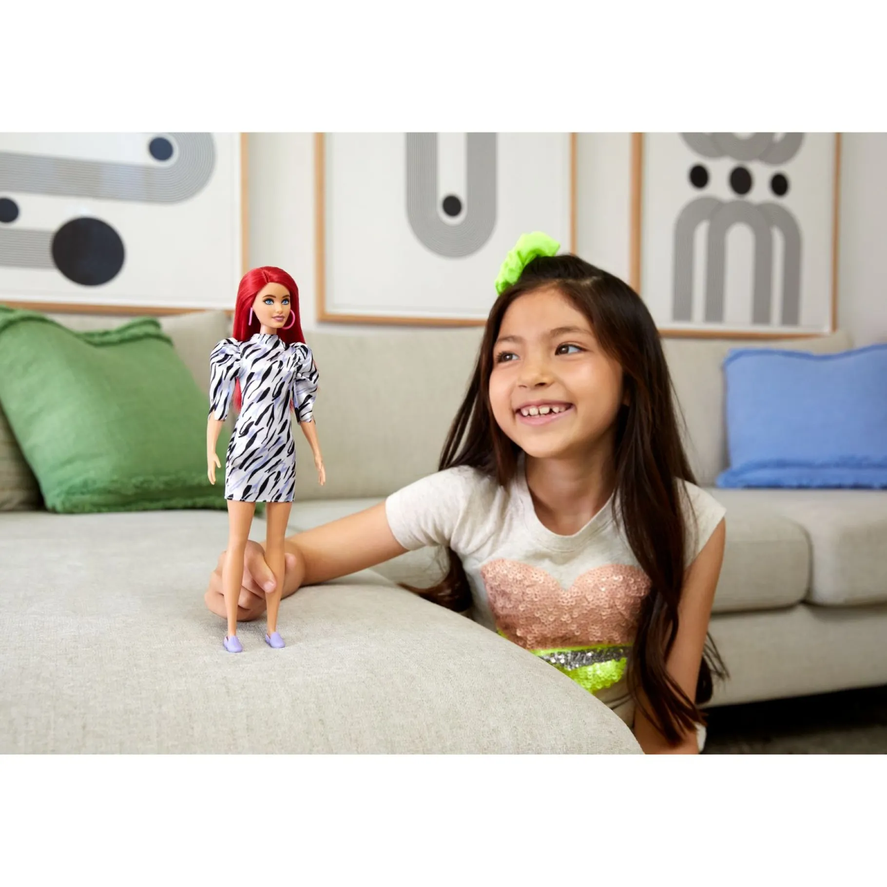 Meisjes|Tienerpoppen>Barbie Fashionista Pop Zwart Wit Jurkje