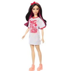Meisjes|Tienerpoppen> Barbie pop fashionista witte jurk donker haar