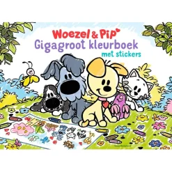 Kleurboeken> Boek Giga Groot Kleurboek Met Stickers Woezel En  Pip