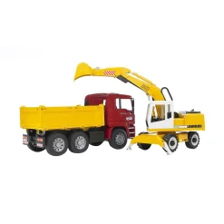 Voertuigen|Jongens>Bruder Auto Vrachtwagen MAN TGA Met Liebherr Graafmachine