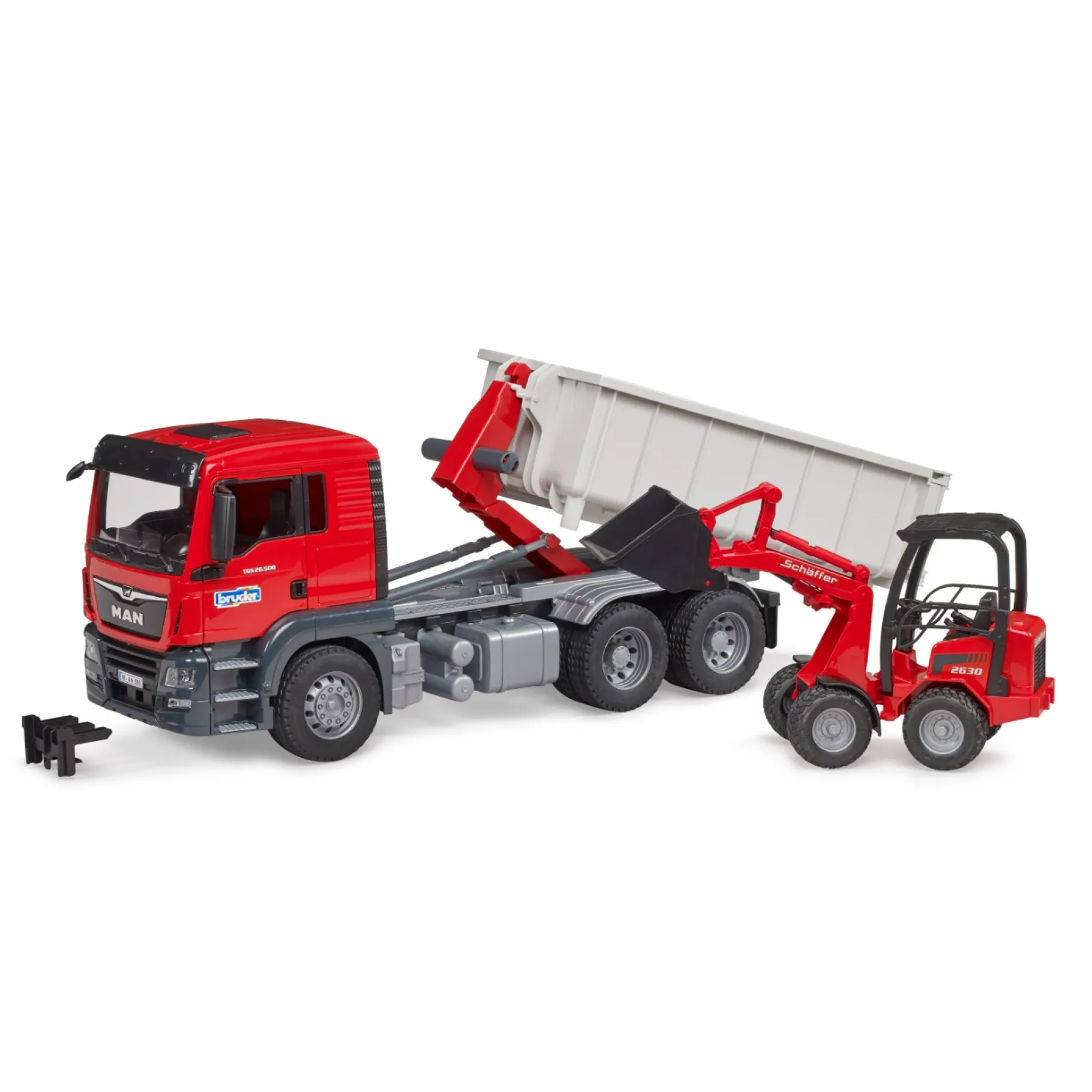 Auto's|Jongens>Bruder Auto Vrachtwagen MAN met Shovel Schaeffer