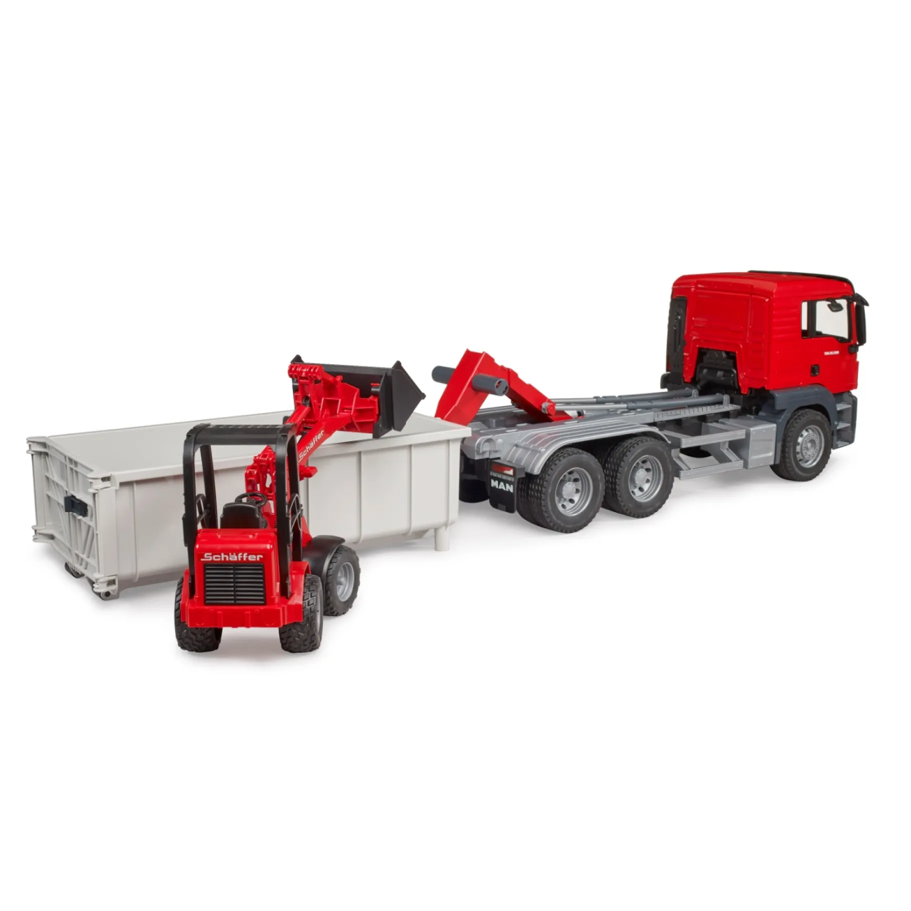 Auto's|Jongens>Bruder Auto Vrachtwagen MAN met Shovel Schaeffer