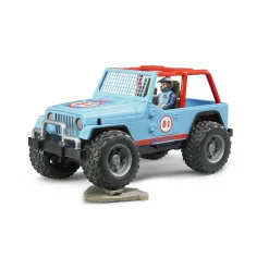 Voertuigen|Jongens></noscript>Bruder Jeep Cross Country Racer Blauw  met Coureur