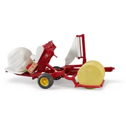 Boerderij|Jongens></noscript>Bruder Tractor Aanhanger Strobalen Wikkelaar