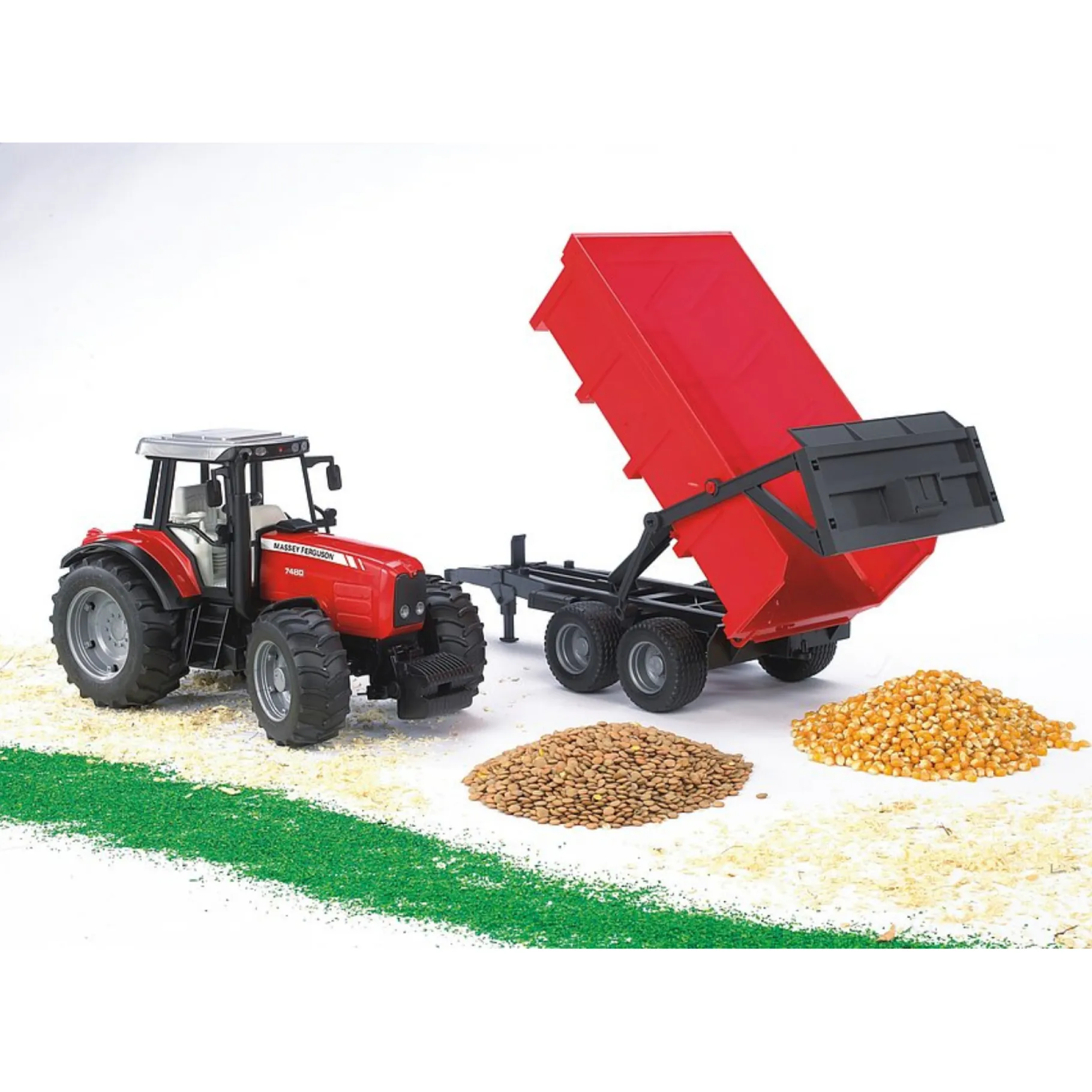 Boerderij|Jongens>Bruder Tractor Massey Ferguson Met Aanhanger