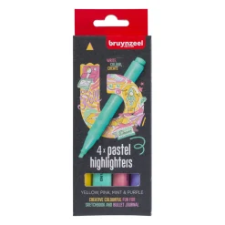 Tekenen / Kleuren> Bruynzeel markeer stiften pastel kleuren 4 stuks