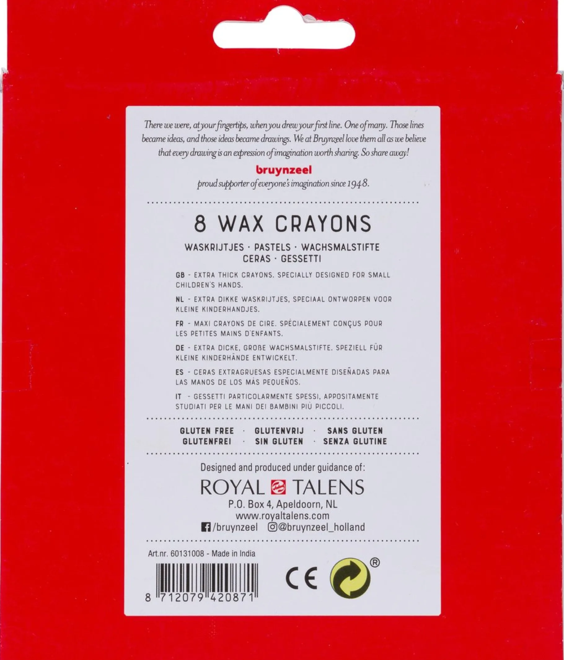 Tekenen / Kleuren>Bruynzeel waskrijtjes dik 8 stuks