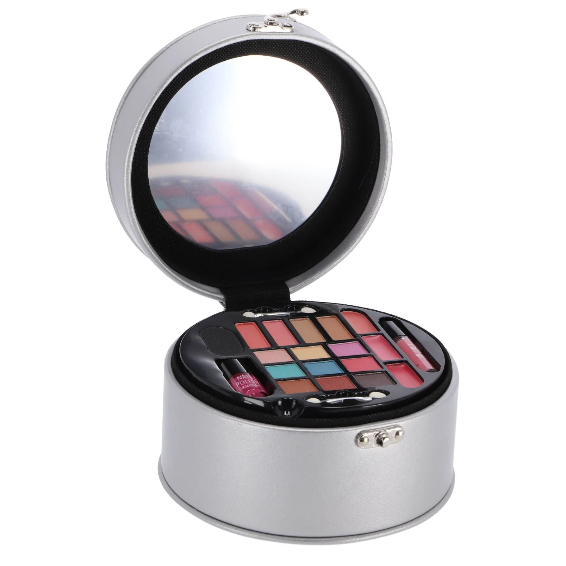 Make-Up> Casuelle Cosmetica Koffer Rond Zilver