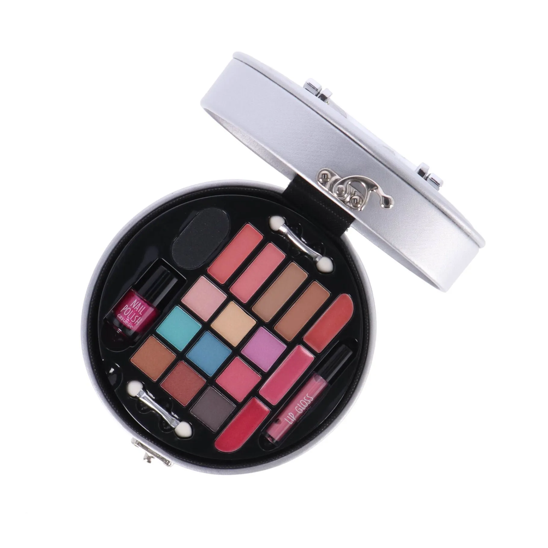 Make-Up> Casuelle Cosmetica Koffer Rond Zilver