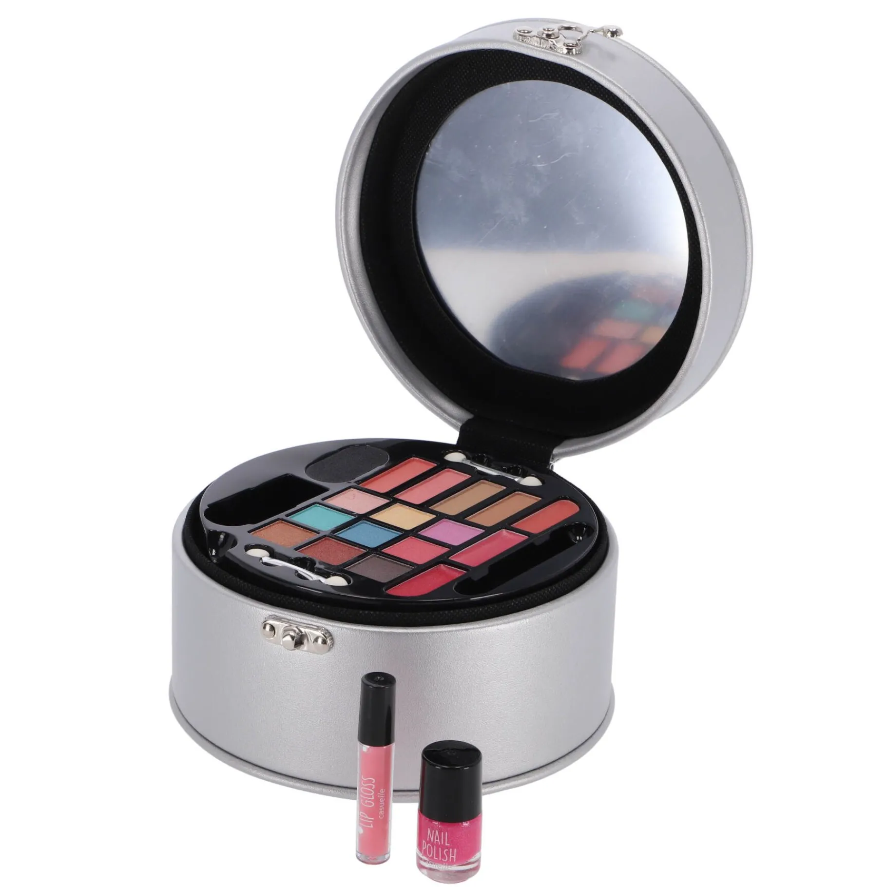 Make-Up> Casuelle Cosmetica Koffer Rond Zilver