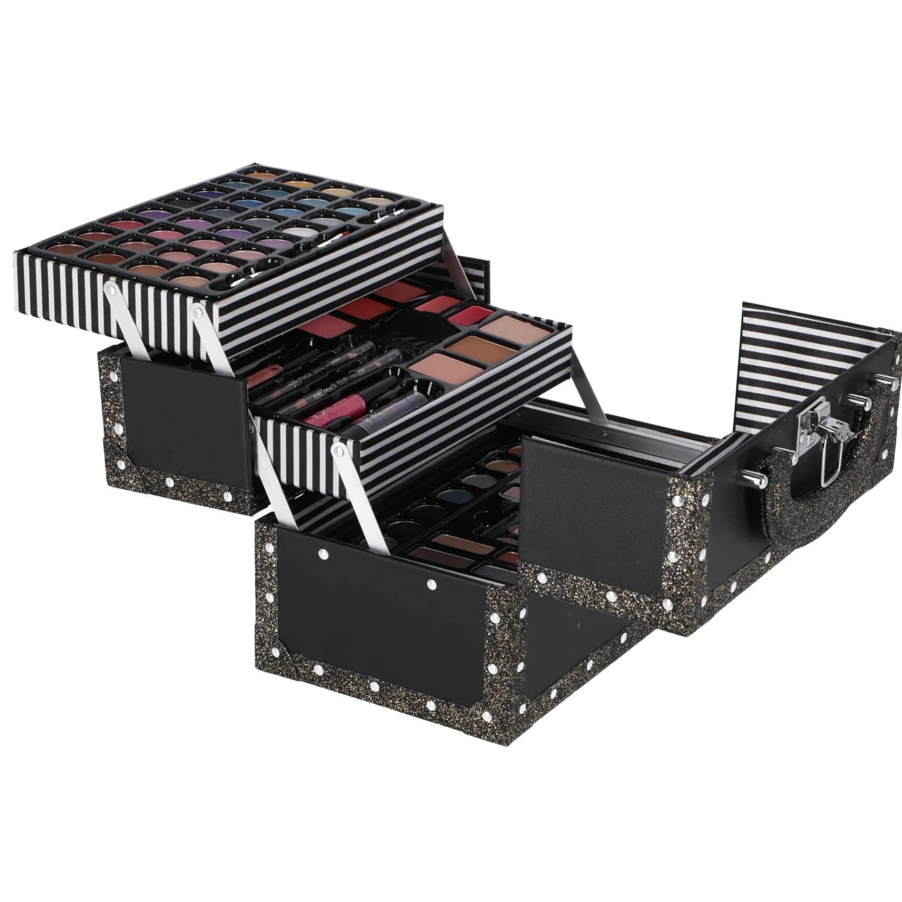 Make-Up> Casuelle Make-Up Koffer Zwart Met Gouden Glitters