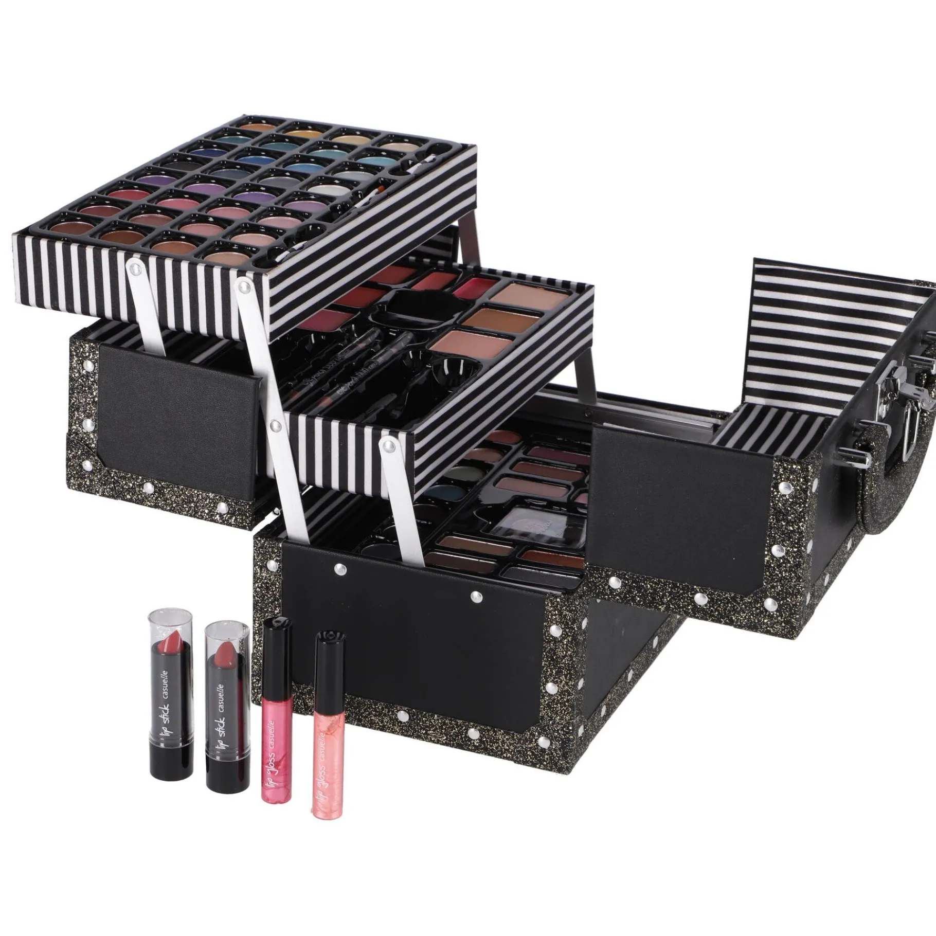 Make-Up> Casuelle Make-Up Koffer Zwart Met Gouden Glitters