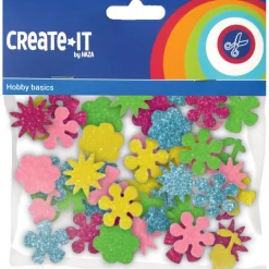 Stickers> Create-It Foam Bloemenmix Glitter 25 Stuks