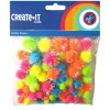 Knutselsets|Knutselen> Create-It Pompoms Glitter Neon Mix 75 Stuks