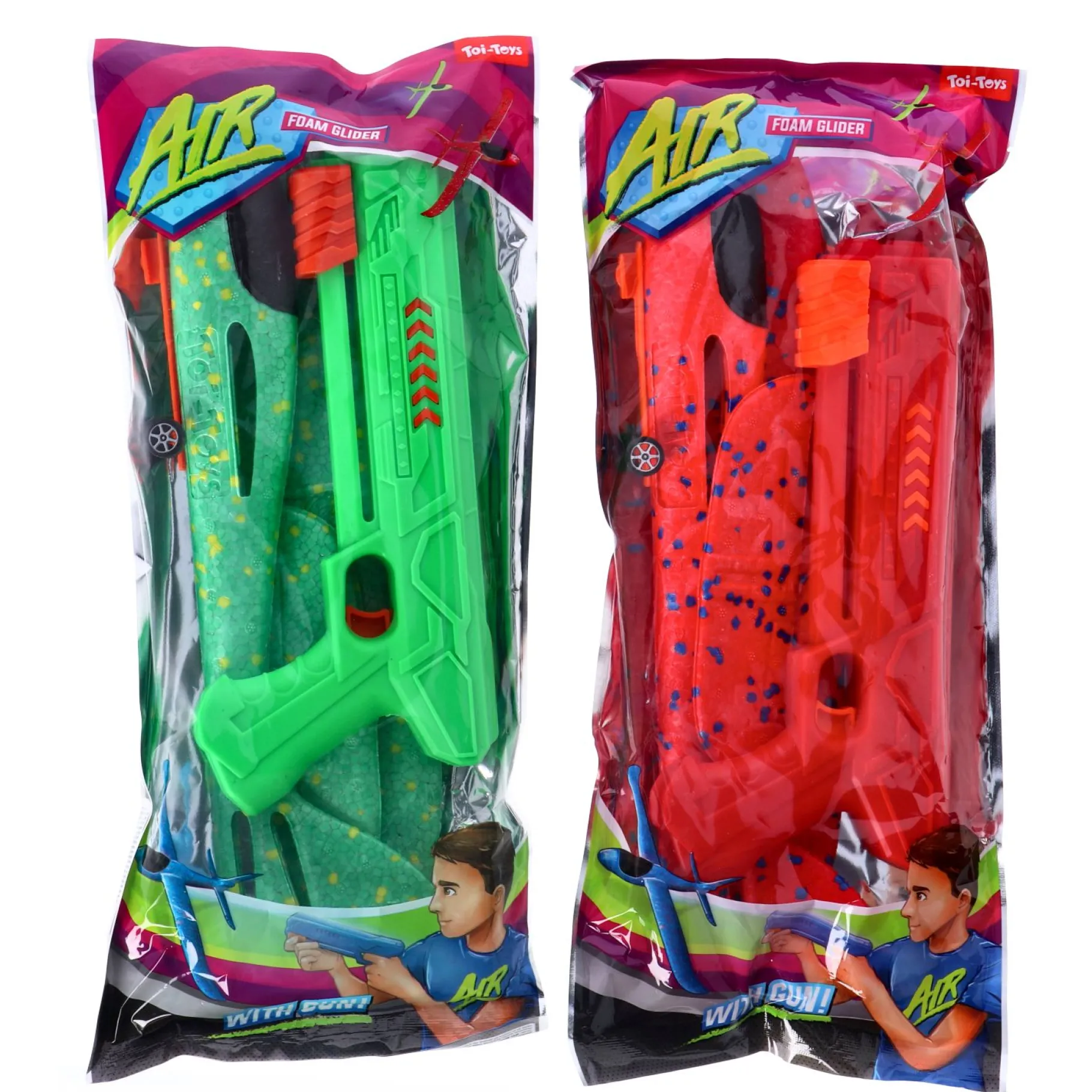 Voertuigen|Jongens> Foam vliegtuig met afschietpistool 4 assorti