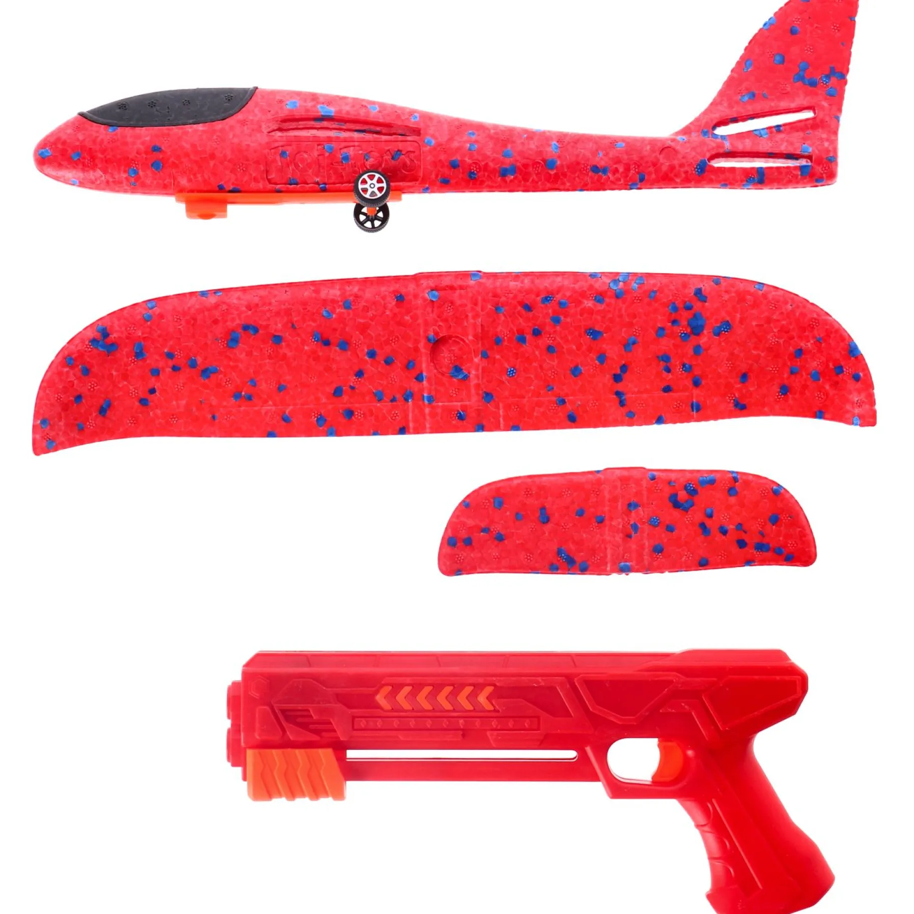 Voertuigen|Jongens> Foam vliegtuig met afschietpistool 4 assorti