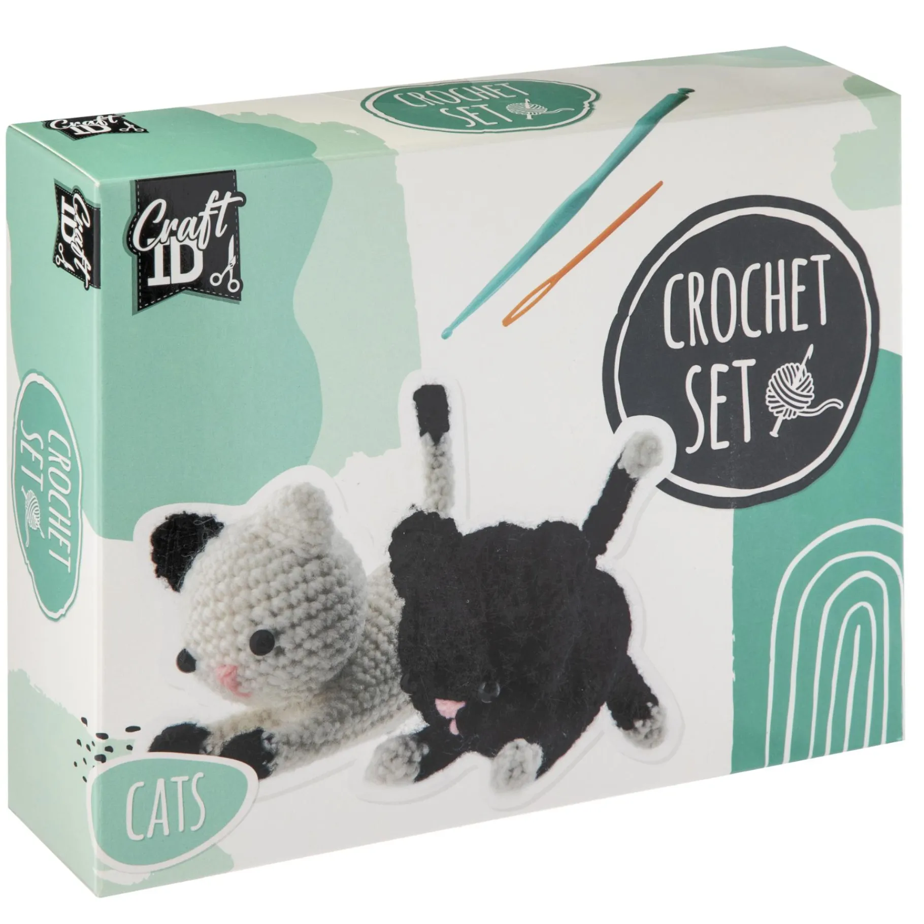 Knutselsets> Haakset poes 2 stuks 13x6,5x10,5 cm