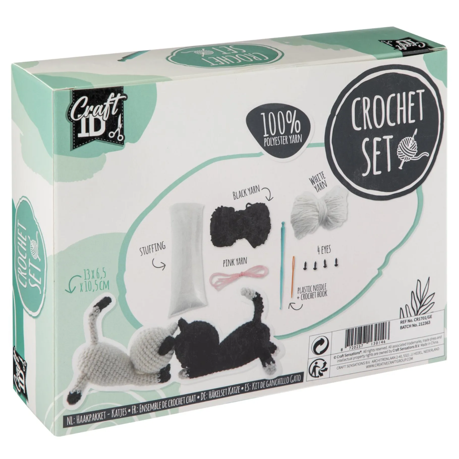 Knutselsets> Haakset poes 2 stuks 13x6,5x10,5 cm