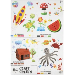 Knutselsets> Hobbysheets A4 16 Stuks Vilt/Foam/Glitter
