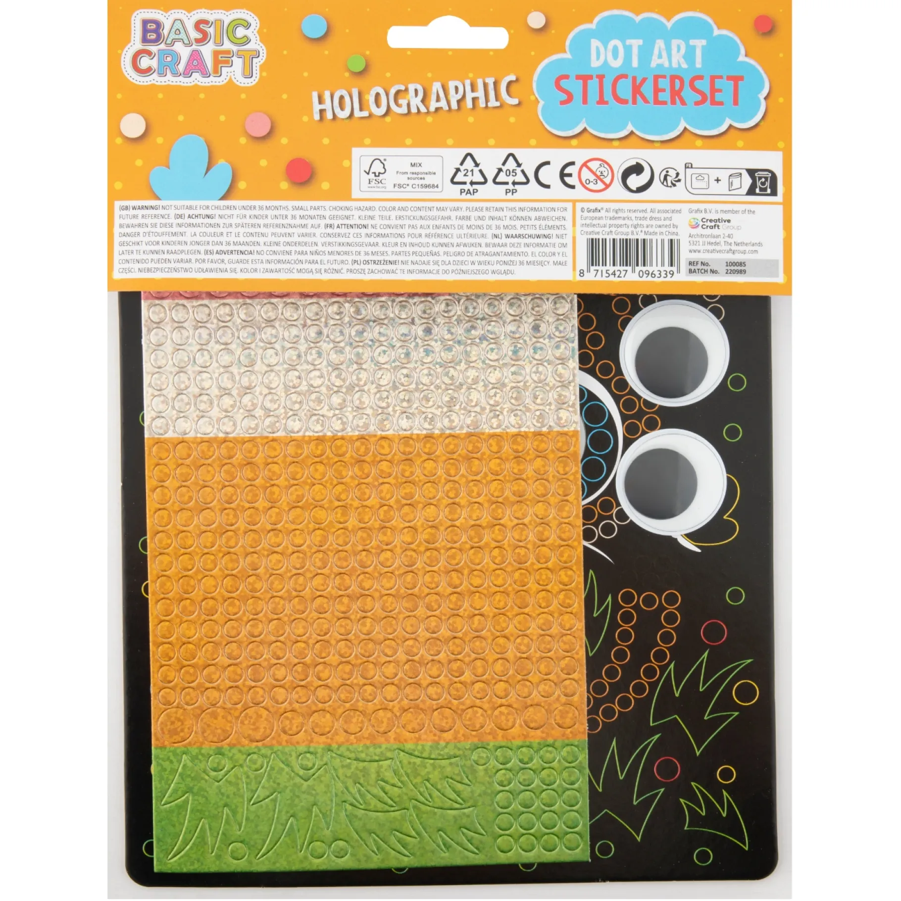 Stickers>Grafix Holographic Dot Stickerset, 3 ass. 22 x 18 cm