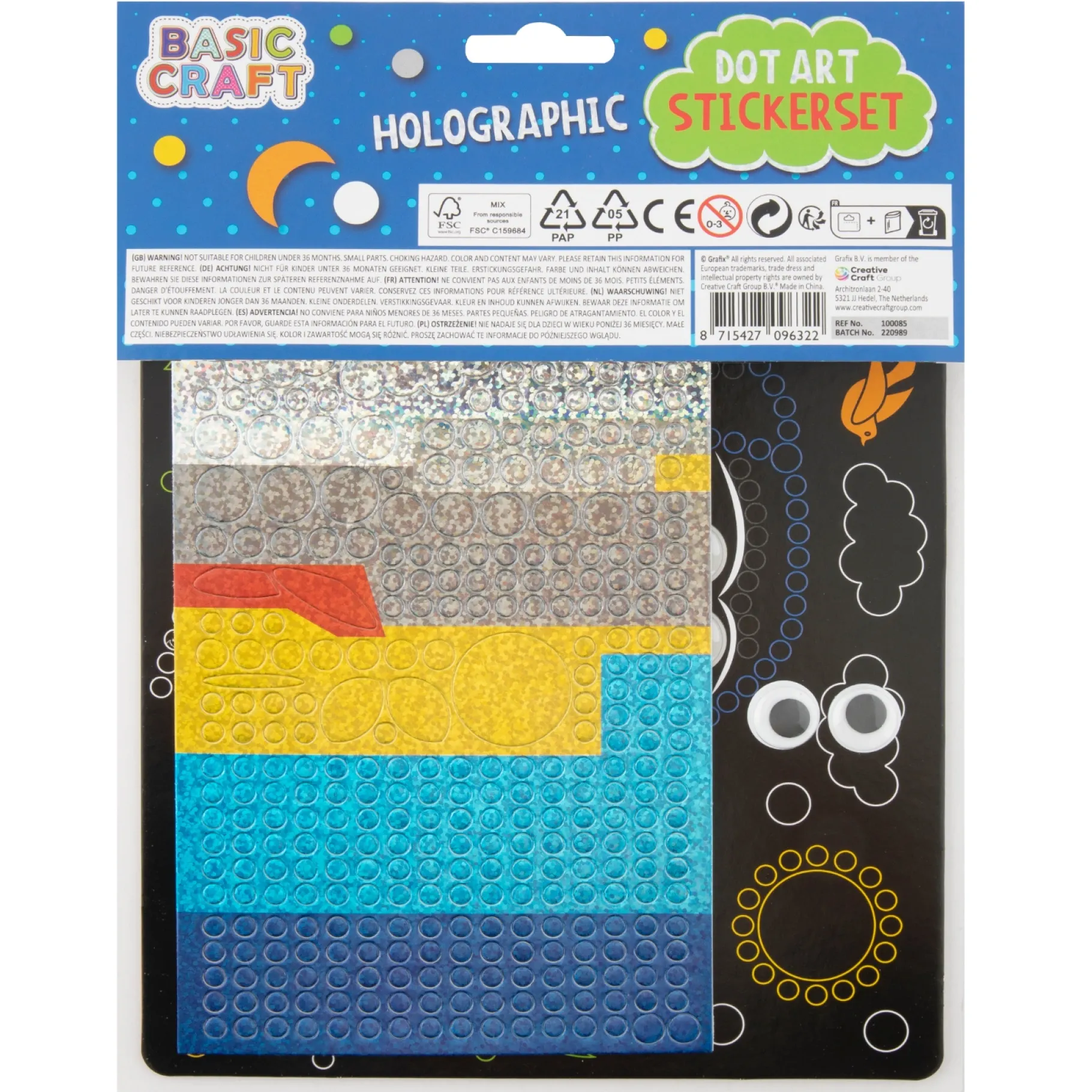 Stickers>Grafix Holographic Dot Stickerset, 3 ass. 22 x 18 cm