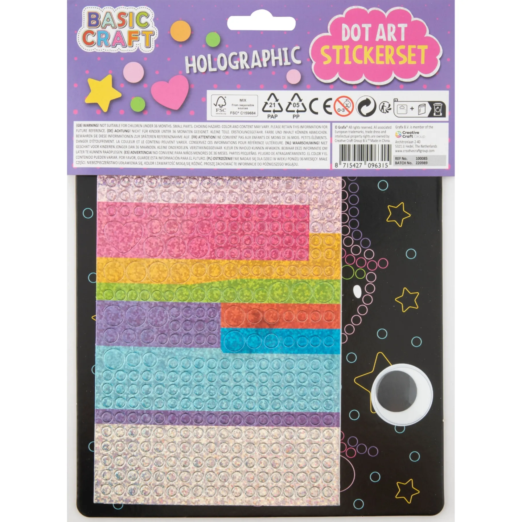 Stickers>Grafix Holographic Dot Stickerset, 3 ass. 22 x 18 cm