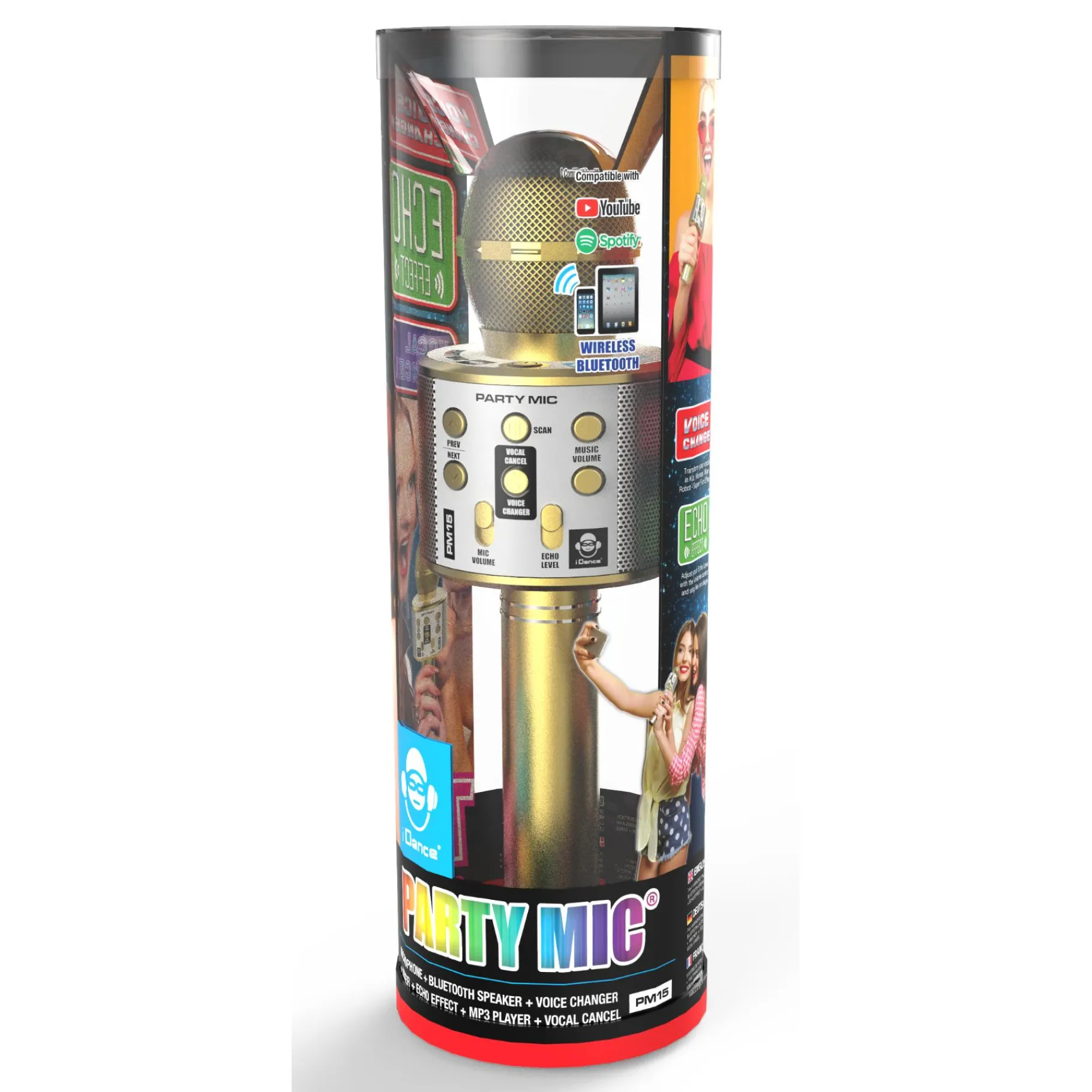 Disco>Idance bluetooth party microfoon goud