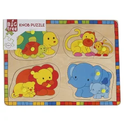 Legpuzzels> Inlegpuzzel hout dieren met jong 2 assorti