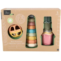 Badspeelgoed></noscript>Jipy bioplastic Deluxe Giftset stapeltoren bad  stapelbekertjes en speel ratelbal 3 delig