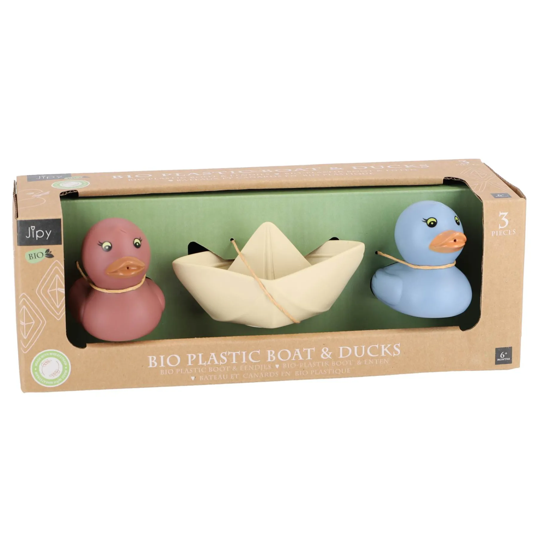 Badspeelgoed>Jipy Bioplastic set 2 badeendjes en 1 bootje assorti