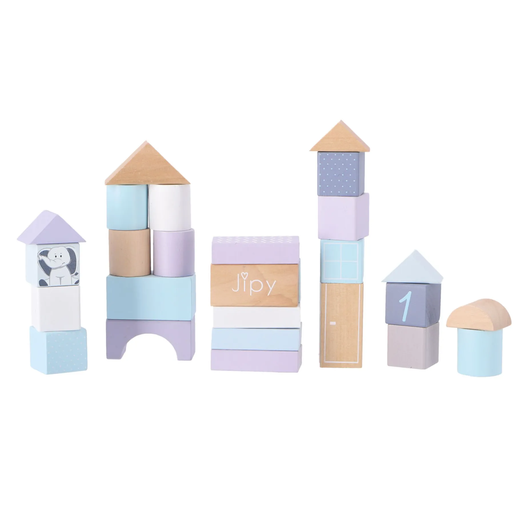 Houten Blokken>Jipy Blokkenton Hout Uni 48-delig