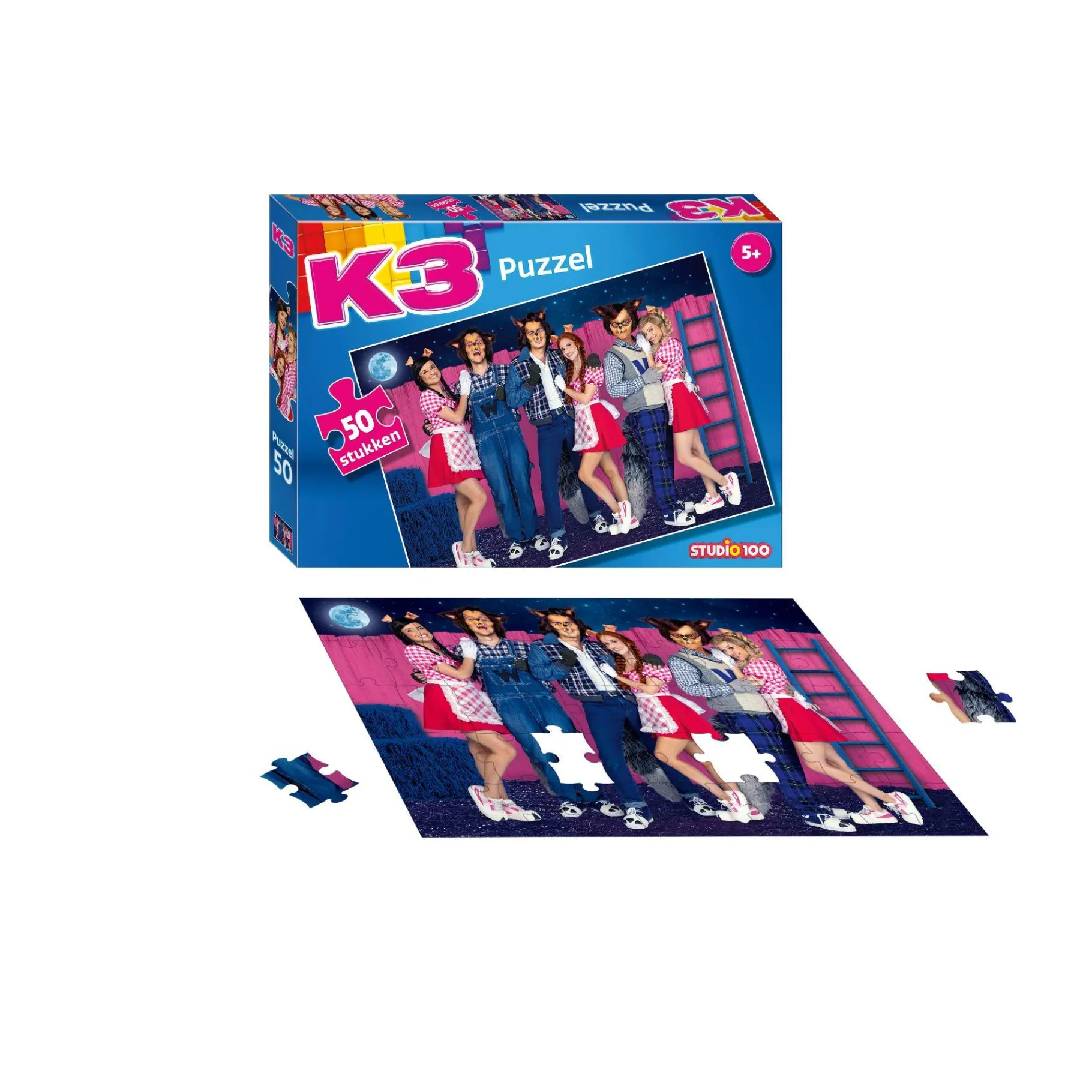 Houten Puzzels> K3 50 Stuks 3 Biggetjes En De Wolven