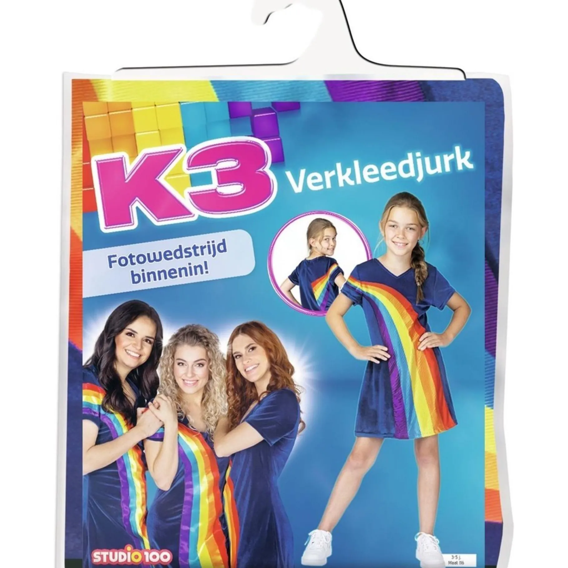 Verkleden|Meisjes>Studio 100 K3 Verkleedkleding Jurk Regenboog Blauw v