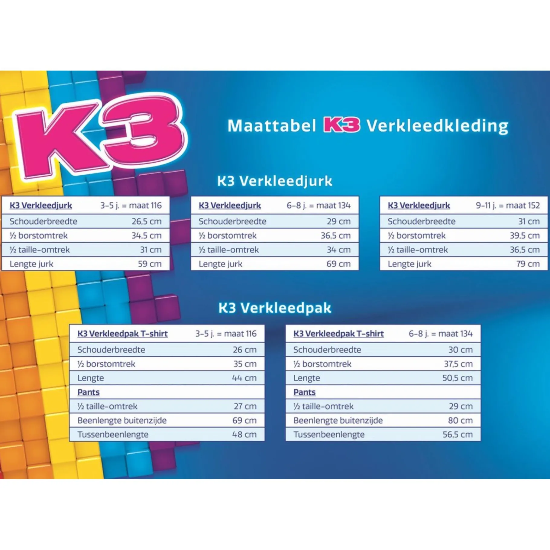 Verkleden|Meisjes>Studio 100 K3 Verkleedkleding Jurk Regenboog Blauw v