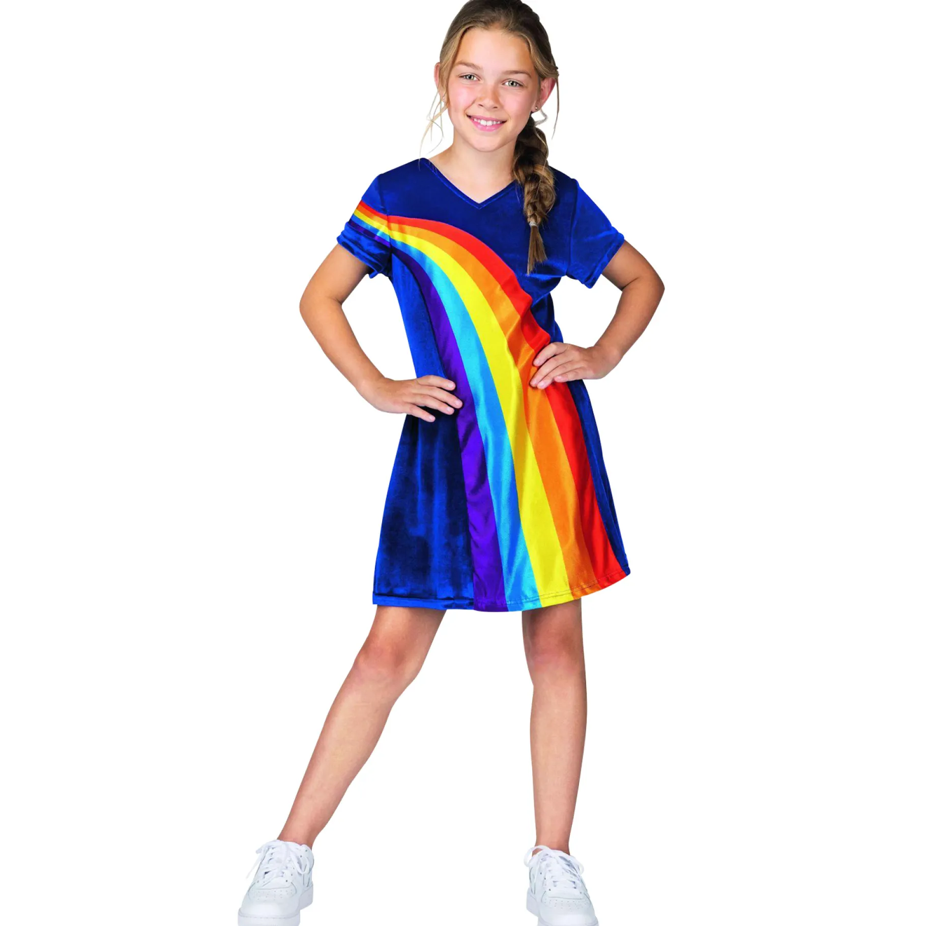 Meisjes|Verkleden>Studio 100 K3 Verkleedkleding Jurk Regenboog Blauw 6-8 Jaar