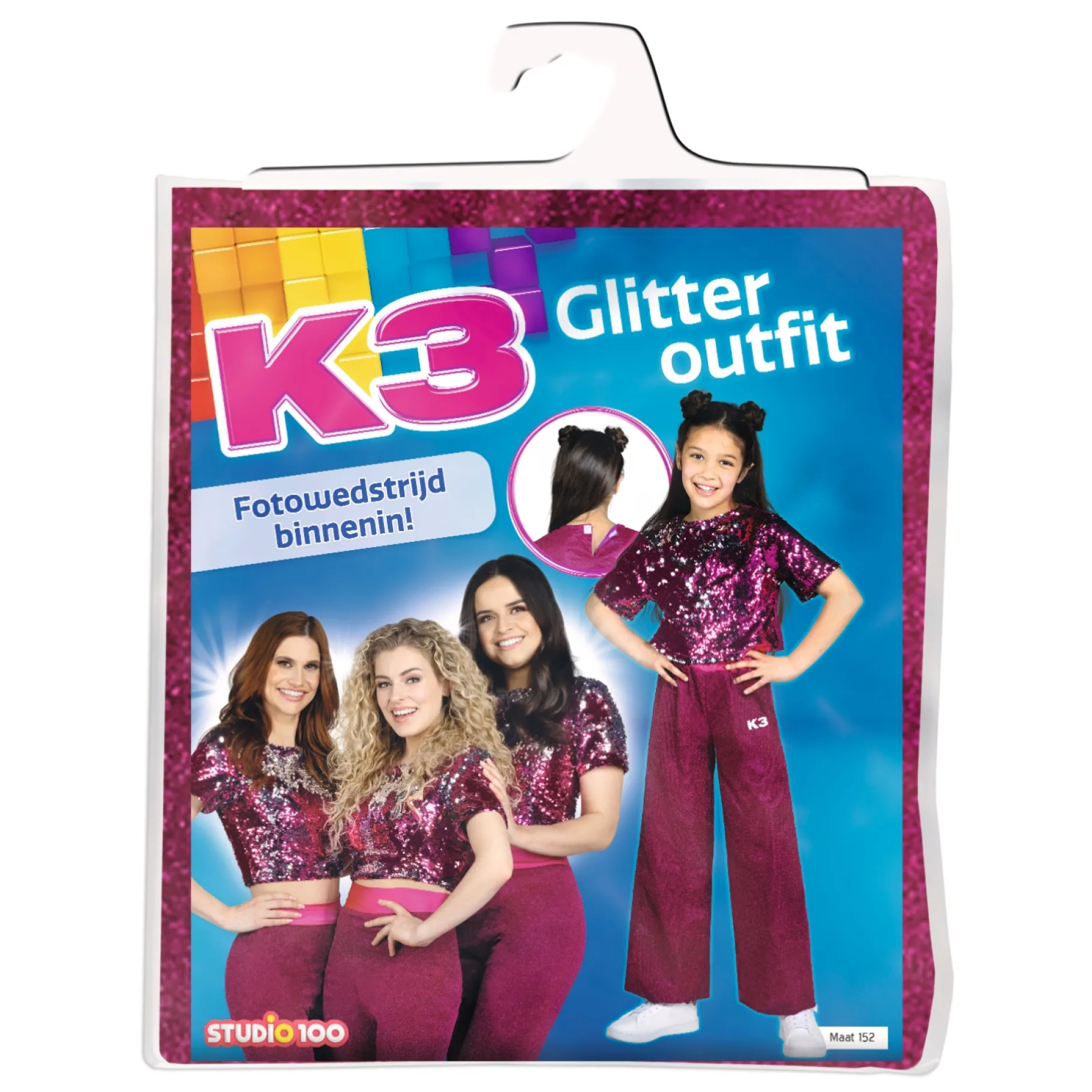 Verkleden|Meisjes>Studio 100 K3 Verkleedkleding Outfit Broekpak Glitter Roze 6-8 Jaar
