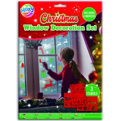 Stickers> Kerst raam stickerset 3 x A4 met stift