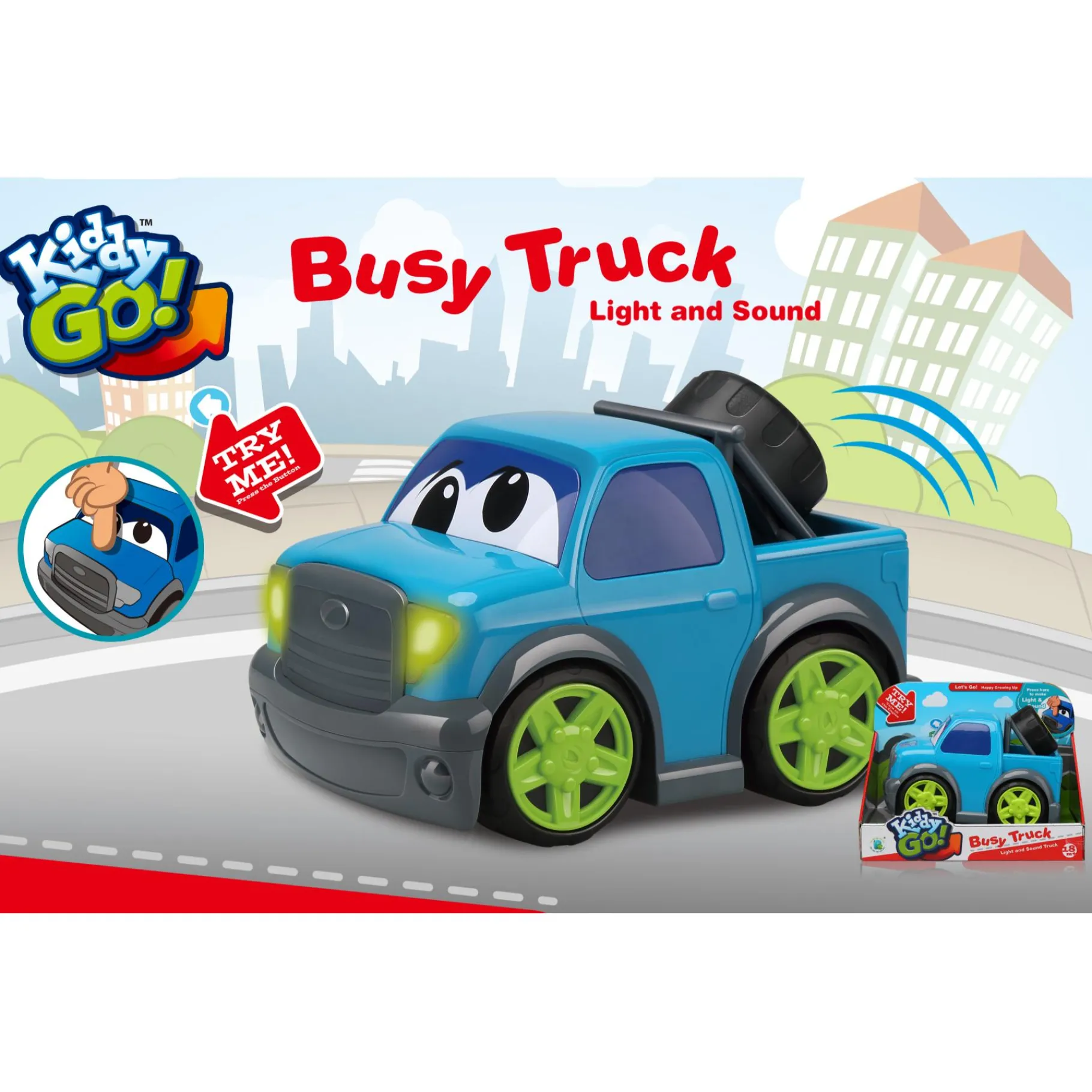 Voertuigen|Baby Voertuigen> KiddyGo auto pick up truck 19 cm met licht en geluid blauw