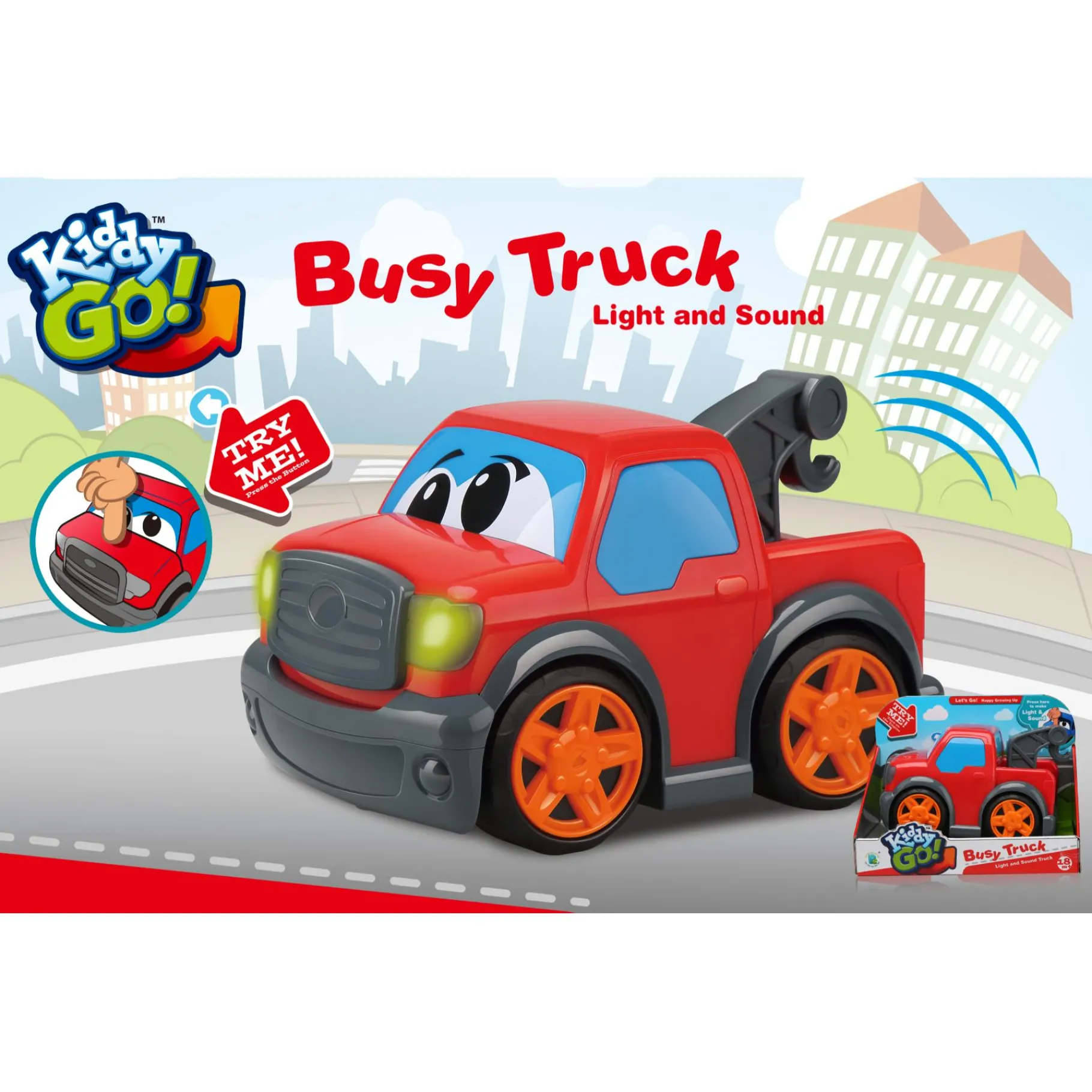 Voertuigen|Baby Voertuigen> KiddyGo auto pick up truck 19 cm met licht en geluid rood