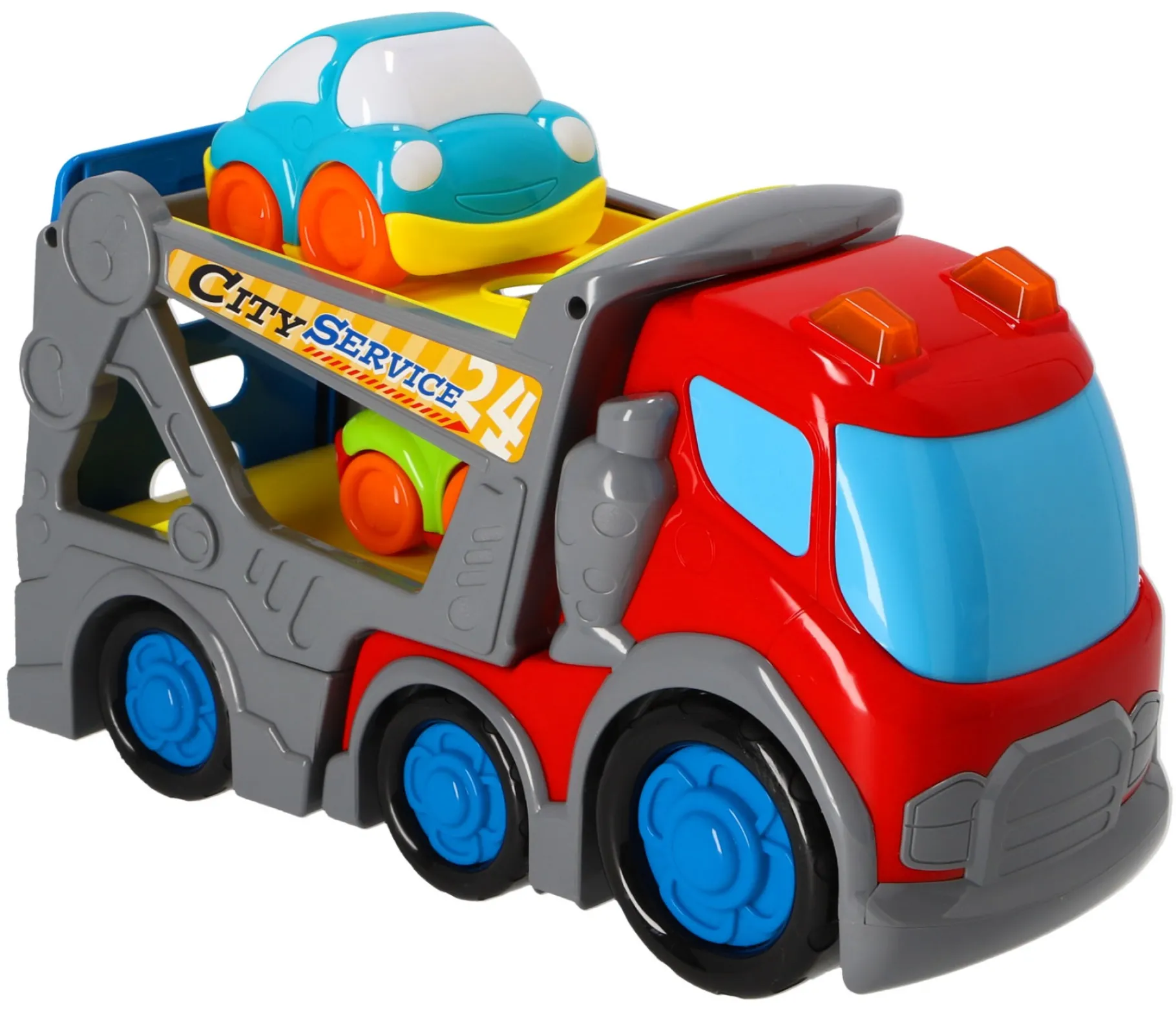 Voertuigen|Baby Voertuigen> KiddyGo auto transporter 31 cm met licht en geluid