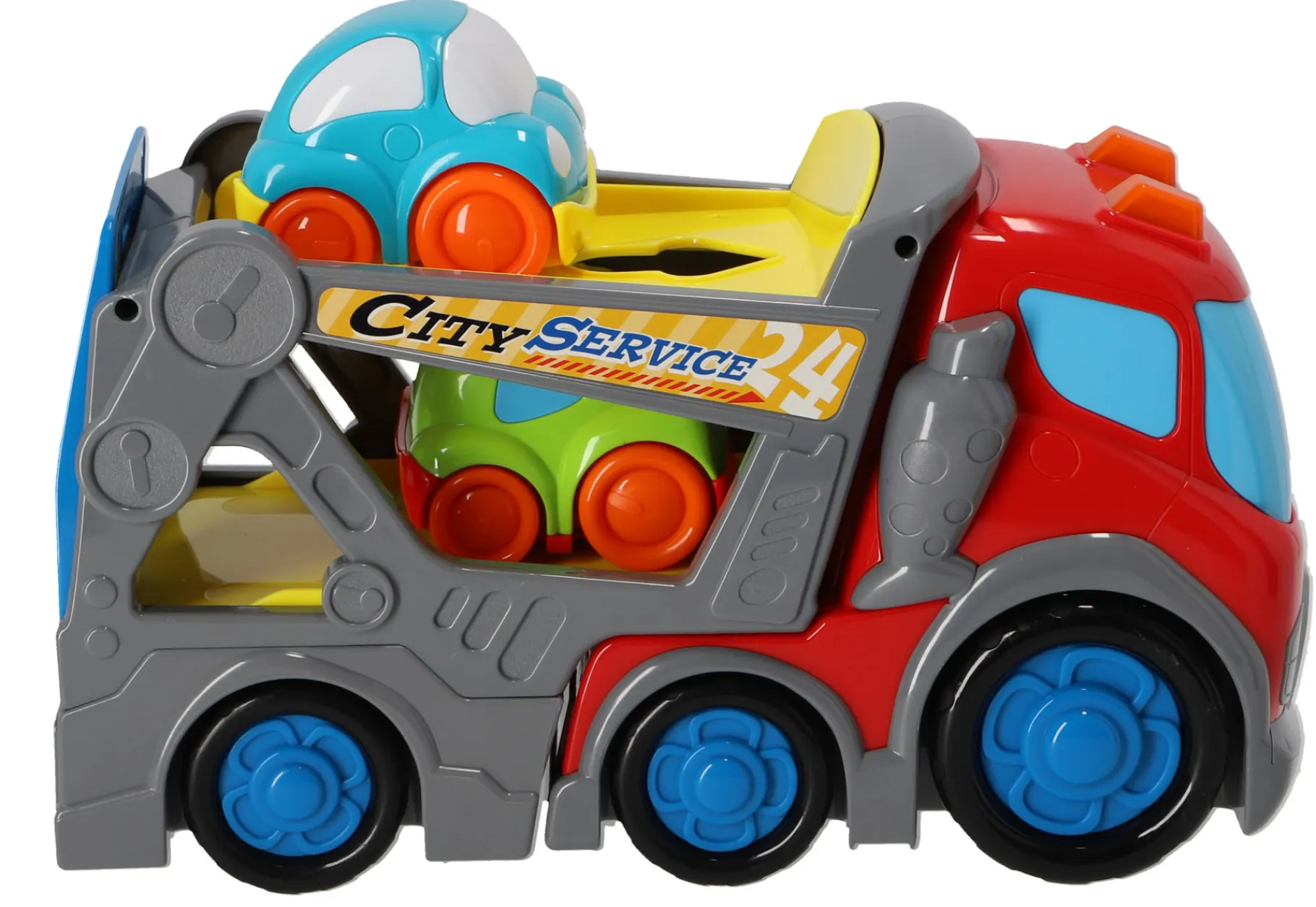 Voertuigen|Baby Voertuigen> KiddyGo auto transporter 31 cm met licht en geluid