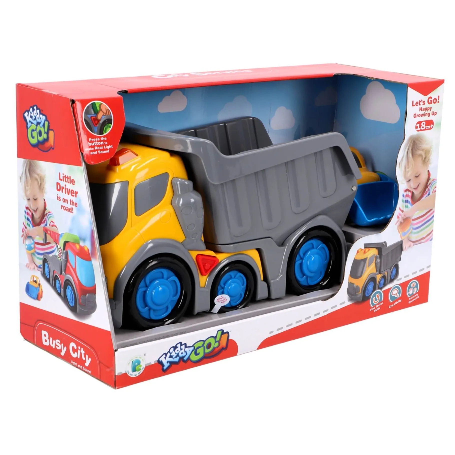 Voertuigen|Baby Voertuigen> KiddyGo dump truck met licht en geluid 31 cm